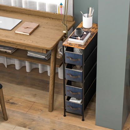 Vertical Narrow Dresser with 4 Removable Fabric Drawers-Brown