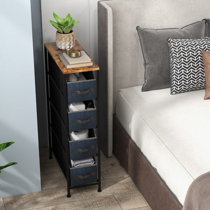 Vertical Narrow Dresser with 4 Removable Fabric Drawers-Brown