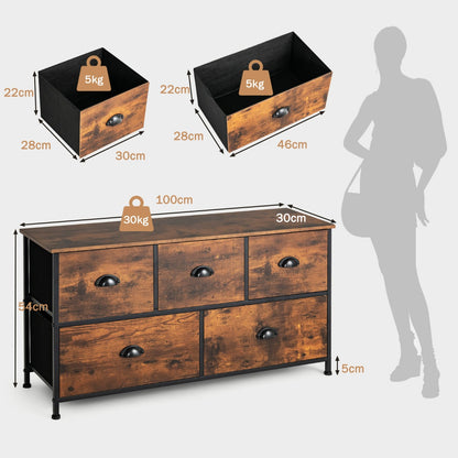 2-Tier Dresser Organizer with 5 Drawers & Steel Frame