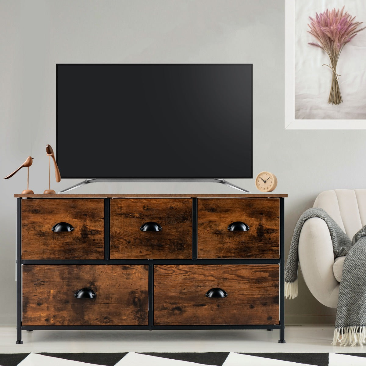 2-Tier Dresser Organizer with 5 Drawers & Steel Frame