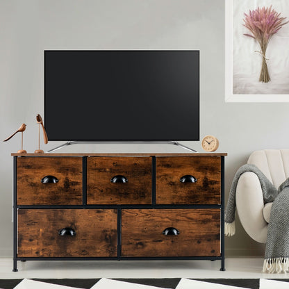 2-Tier Dresser Organizer with 5 Drawers & Steel Frame