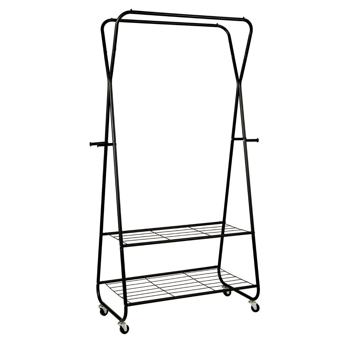 Rolling Garment Rack on Wheels with Double Hanging Rods for Bedroom/Balcony/Dorm