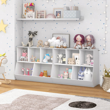 5-Cubby Kids Toy Storage Organizer with Footboard for Kids-White