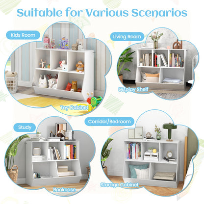 5-Cubby Kids Toy Storage Organizer with Footboard for Kids-White