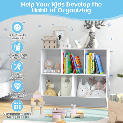 5-Cubby Kids Toy Storage Organizer with Footboard for Kids-White