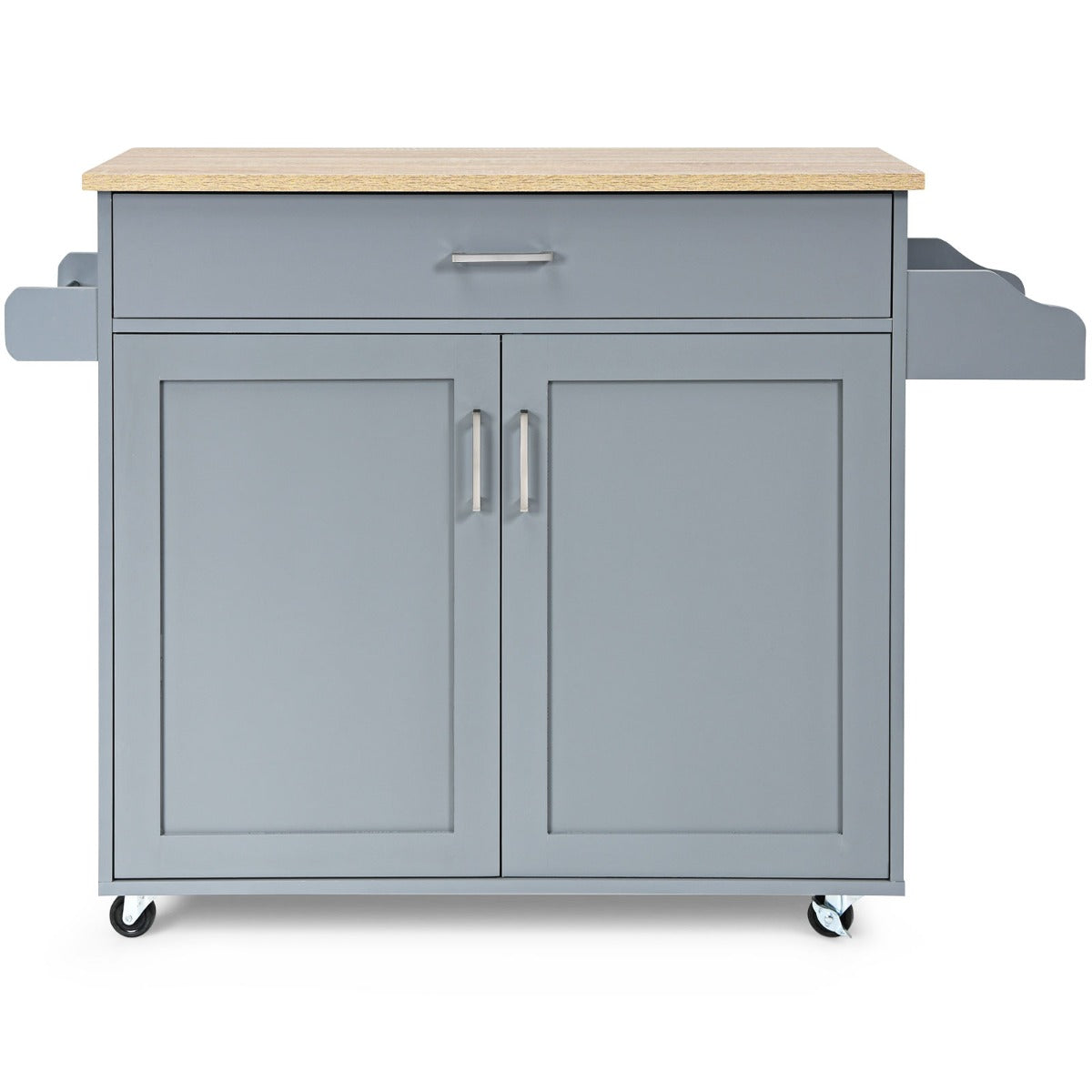 Kitchen Island Cart with Lockable Rubber Casters for Kitchen-Grey