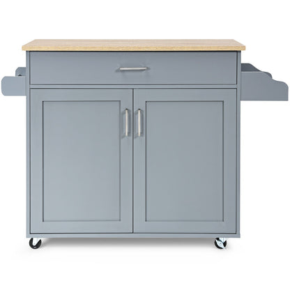 Kitchen Island Cart with Lockable Rubber Casters for Kitchen-Grey