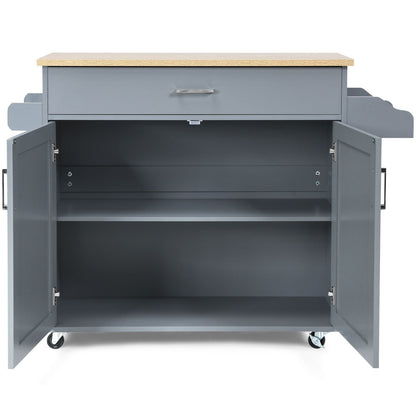 Kitchen Island Cart with Lockable Rubber Casters for Kitchen-Grey