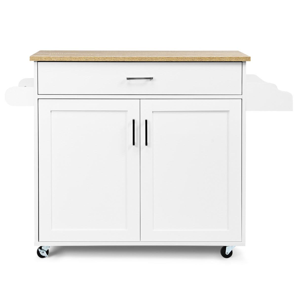 Portable Kitchen Island with Lockable Rubber Casters for Kitchen