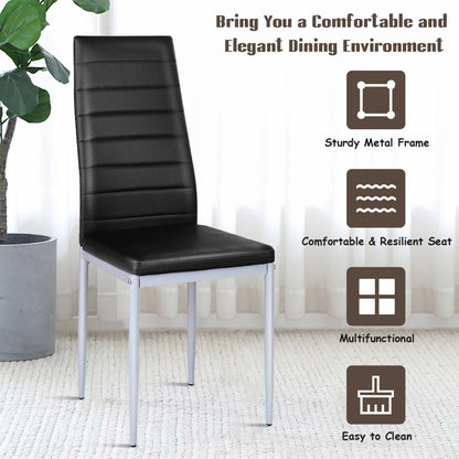 Set of 4 Chairs with High Backrest for Dining Room/Restaurant-Black