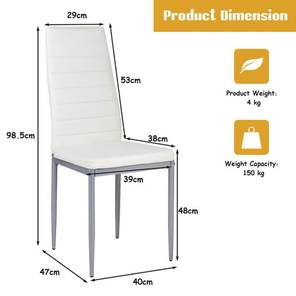 Set of 4 Chairs with High Backrest for Dining Room/Restaurant-White