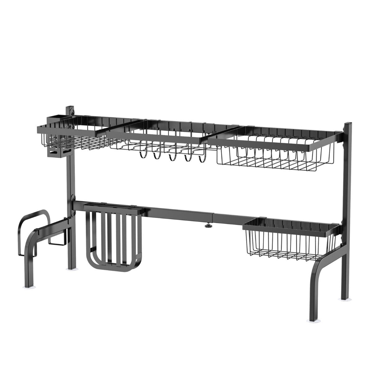 2-Tier Over Sink Adjustable Dish Drying Rack for Kitchen Counter Storage
