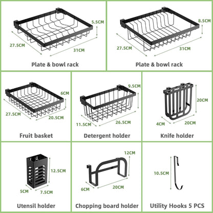 2-Tier Over Sink Adjustable Dish Drying Rack for Kitchen Counter Storage