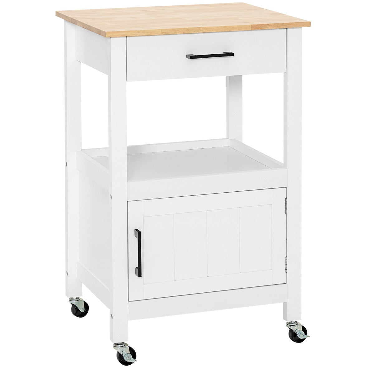 Kitchen Island Cart with 4 Flexible Universal Wheels White