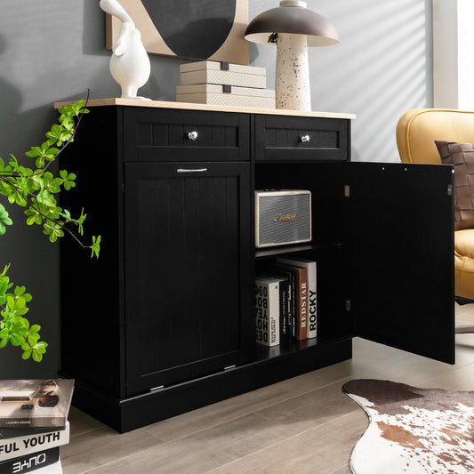 Costway Kitchen Trash Can with Adjustable Shelf for Kitchen