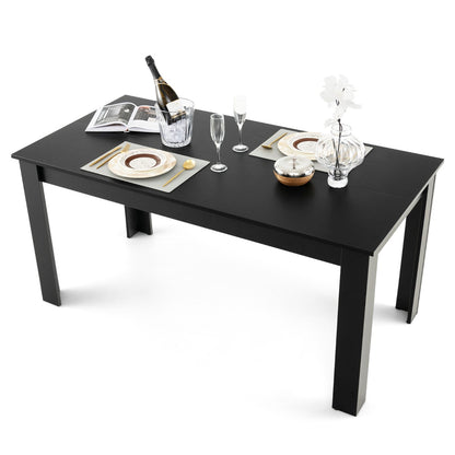 160 CM Modern Dining Table with Sturdy L-shaped Legs-Black