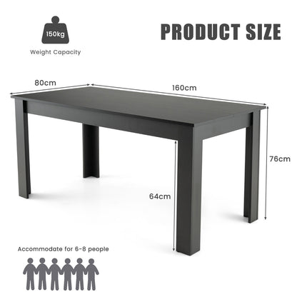 160 CM Modern Dining Table with Sturdy L-shaped Legs-Black