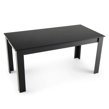 160 CM Modern Dining Table with Sturdy L-shaped Legs-Black