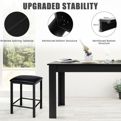160 CM Modern Dining Table with Sturdy L-shaped Legs-Black