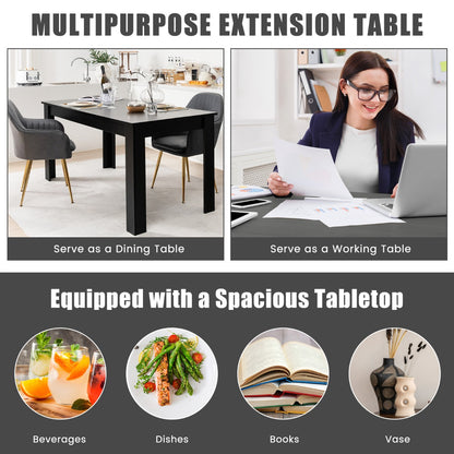 160 CM Modern Dining Table with Sturdy L-shaped Legs-Black