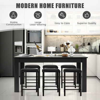 160 CM Modern Dining Table with Sturdy L-shaped Legs-Black