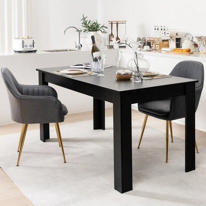 160 CM Modern Dining Table with Sturdy L-shaped Legs-Black