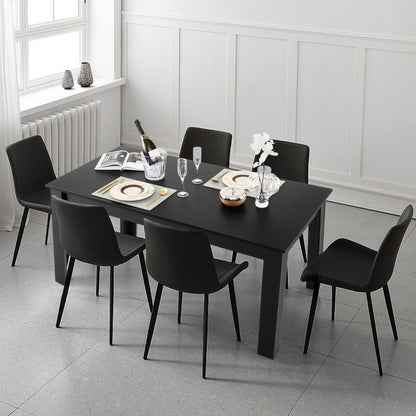 160 CM Modern Dining Table with Sturdy L-shaped Legs-Black