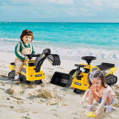 3-in-1 Kid Ride on Tractor with Adjustable Arms and Music-Yellow