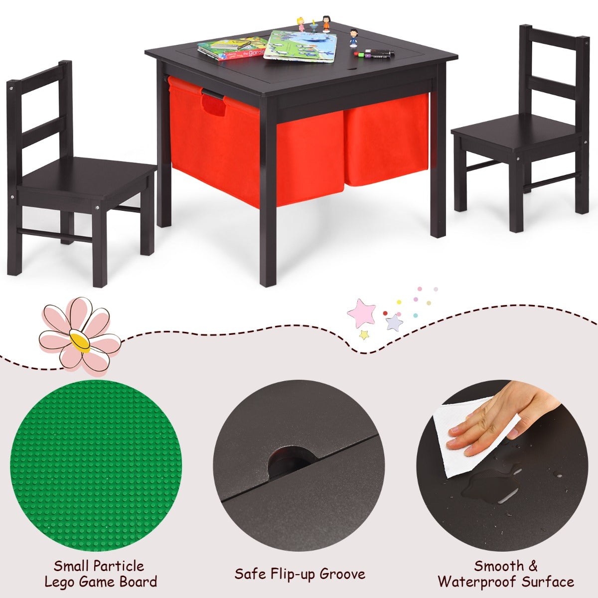 White and coffee children's table set makes an excellent birthday or holiday gift