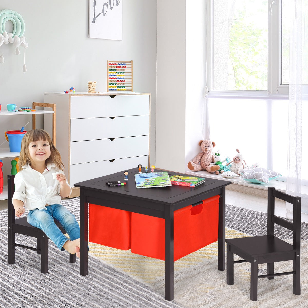 Waterproof smooth finish makes the children's table easy to wipe clean after creative play