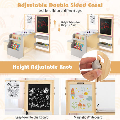 Smooth painted surface wipes clean easily, making this children’s art center practical for everyday use