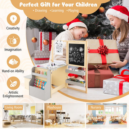 Smooth painted surface wipes clean easily, making this children’s art center practical for everyday use
