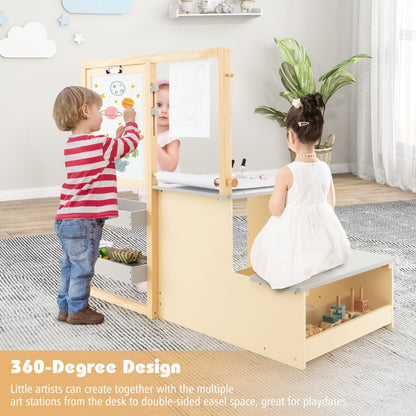 Smooth painted surface wipes clean easily, making this children’s art center practical for everyday use