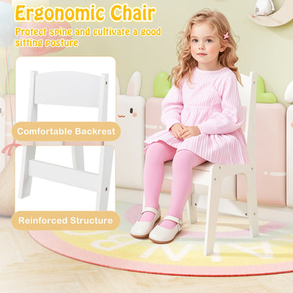Kids Art Table and Chair Set with Paper Roll and Storage Shelves-White
