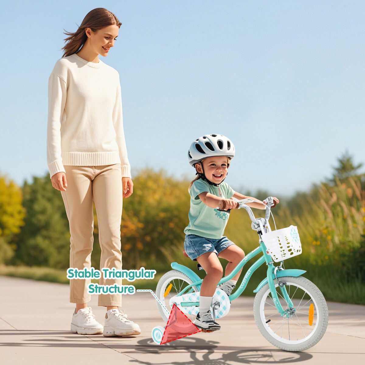 Kids Bike with Front Handbrake and Rear Coaster Brake for 4-7 Years Old-Light Green-16 inches