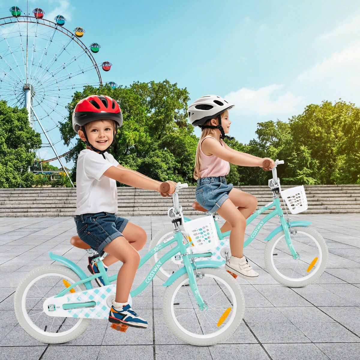 Kids Bike with Front Handbrake and Rear Coaster Brake for 4-7 Years Old-Light Green-16 inches