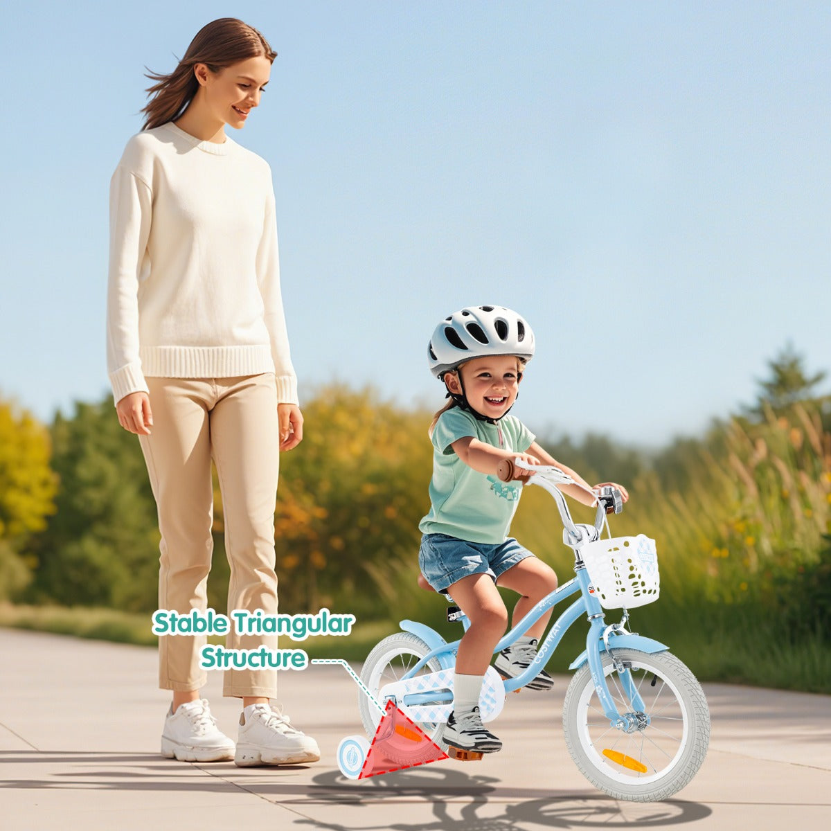 Kids Bike with Front Handbrake and Rear Coaster Brake for 4-7 Years Old-Light Blue-14 inches