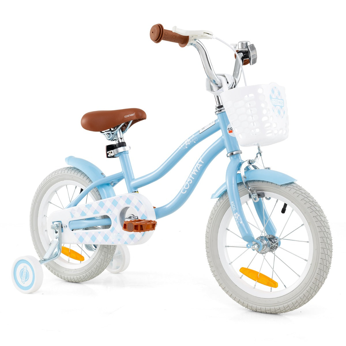 Kids Bike with Front Handbrake and Rear Coaster Brake for 4-7 Years Old-Light Blue-14 inches