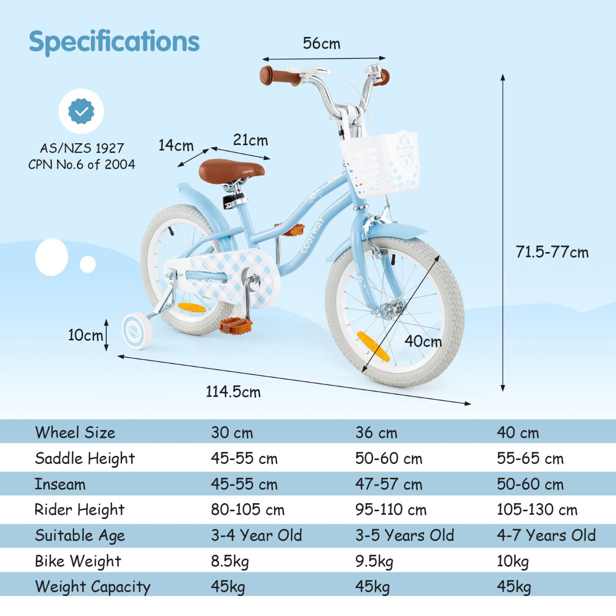 Kids Bike with Front Handbrake and Rear Coaster Brake for 4-7 Years Old-Light Blue-16 inches