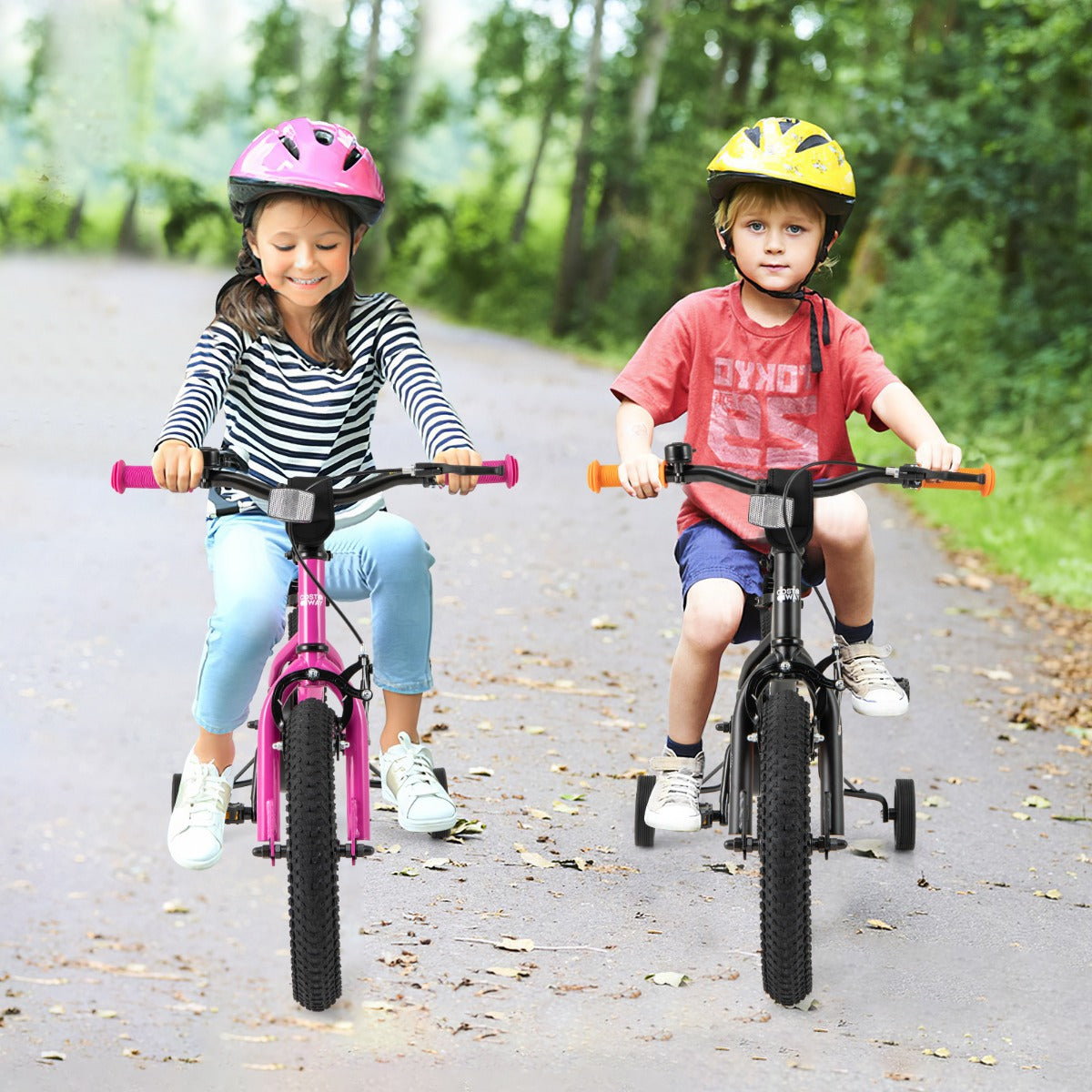 Kids Bike for 4-7 Years Old Sport Bicycle Adjustable with Training Wheels-Pink-14 inches