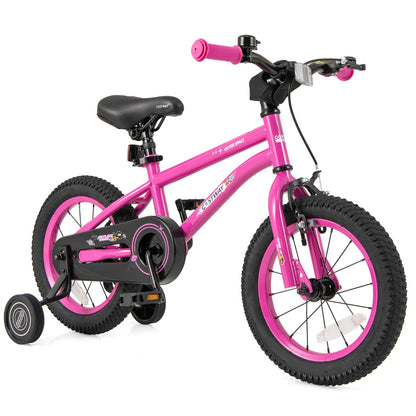 Kids Bike for 4-7 Years Old Sport Bicycle Adjustable with Training Wheels-Pink-14 inches