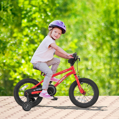 Kids Bike for 4-7 Years Old Sport Bicycle Adjustable with Training Wheels-Red-14 inches