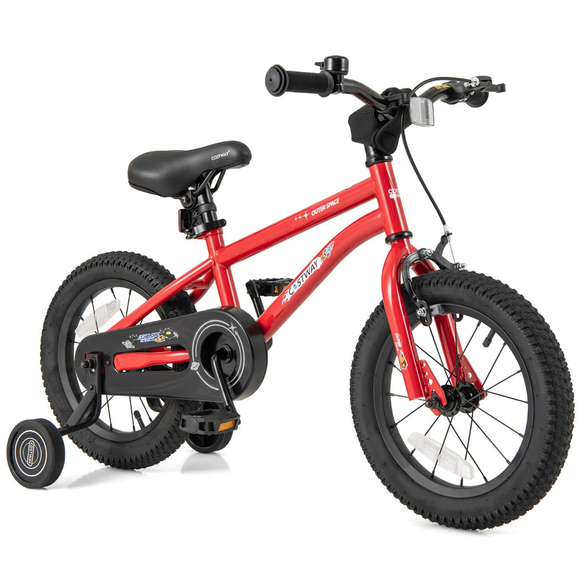 Kids Bike for 4-7 Years Old Sport Bicycle Adjustable with Training Wheels-Red-14 inches