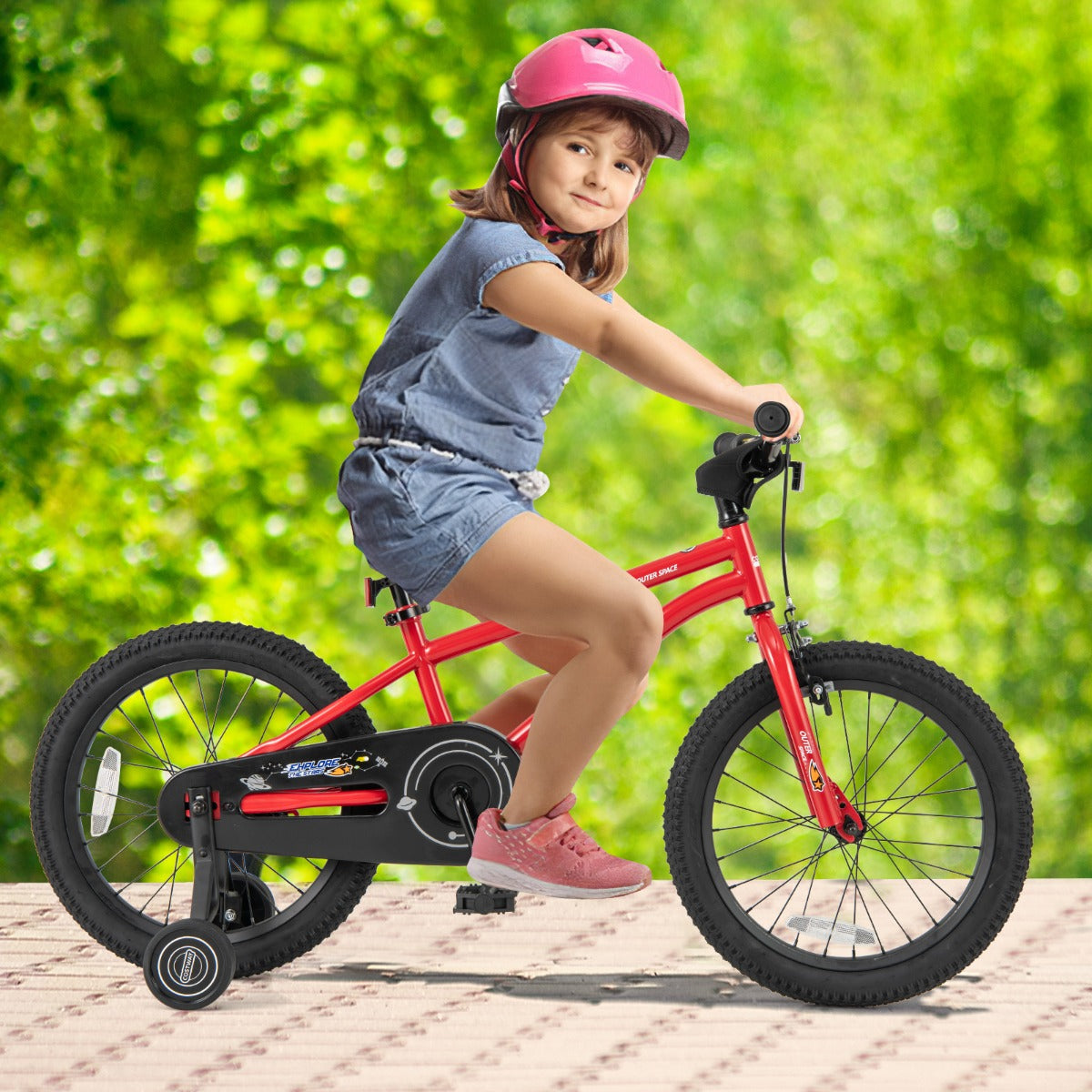 Kids Bike for 4-7 Years Old Sport Bicycle Adjustable with Training Wheels-Red-18 inches