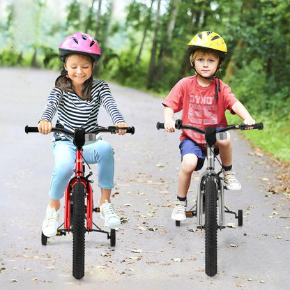 Kids Bike for 4-7 Years Old Sport Bicycle Adjustable with Training Wheels-Red-18 inches
