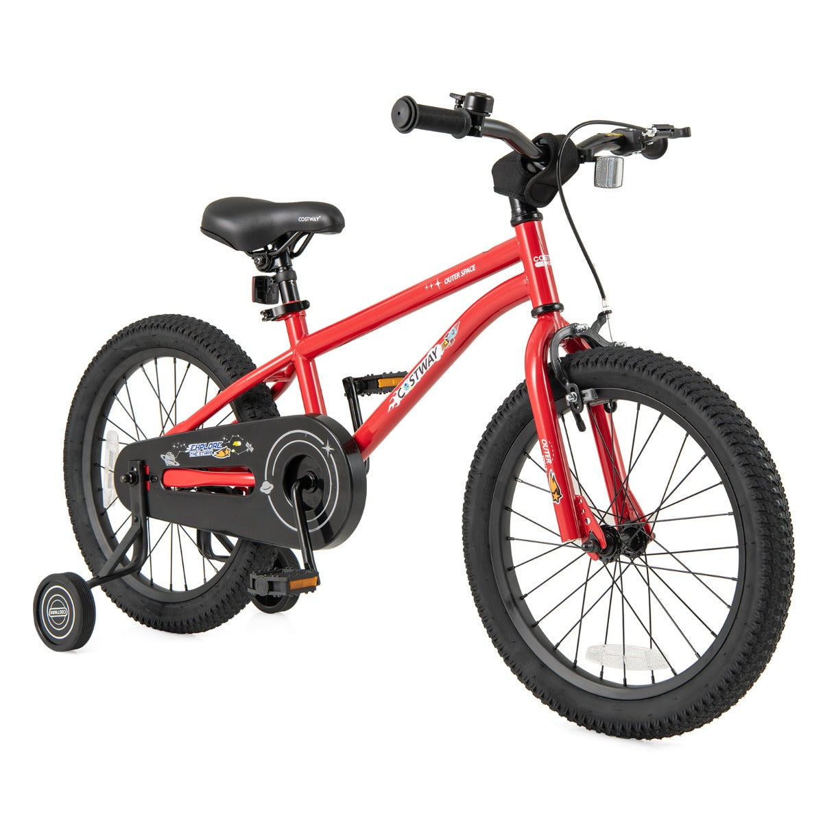 Kids Bike for 4-7 Years Old Sport Bicycle Adjustable with Training Wheels-Red-18 inches