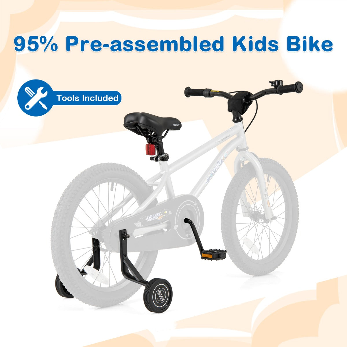 Kids Bike for 4-7 Years Old Sport Bicycle Adjustable with Training Wheels-Silver-18 inches