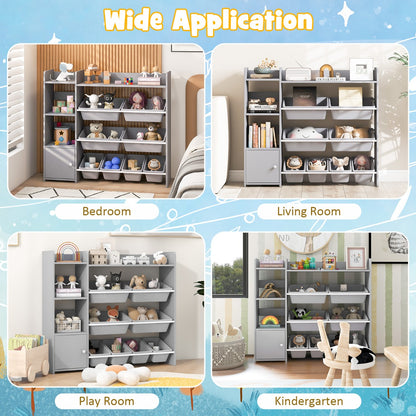 Kids Bookshelf Toy Storage Organizer with 8 Storage Boxes