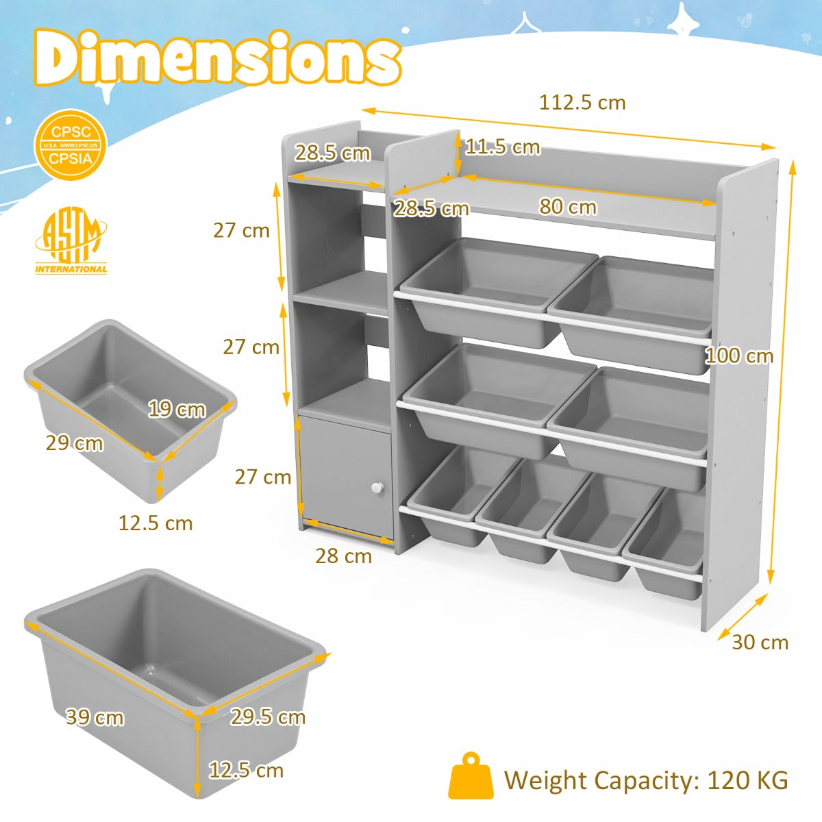 Kids Bookshelf Toy Storage Organizer with 8 Storage Boxes