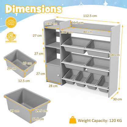 Kids Bookshelf Toy Storage Organizer with 8 Storage Boxes